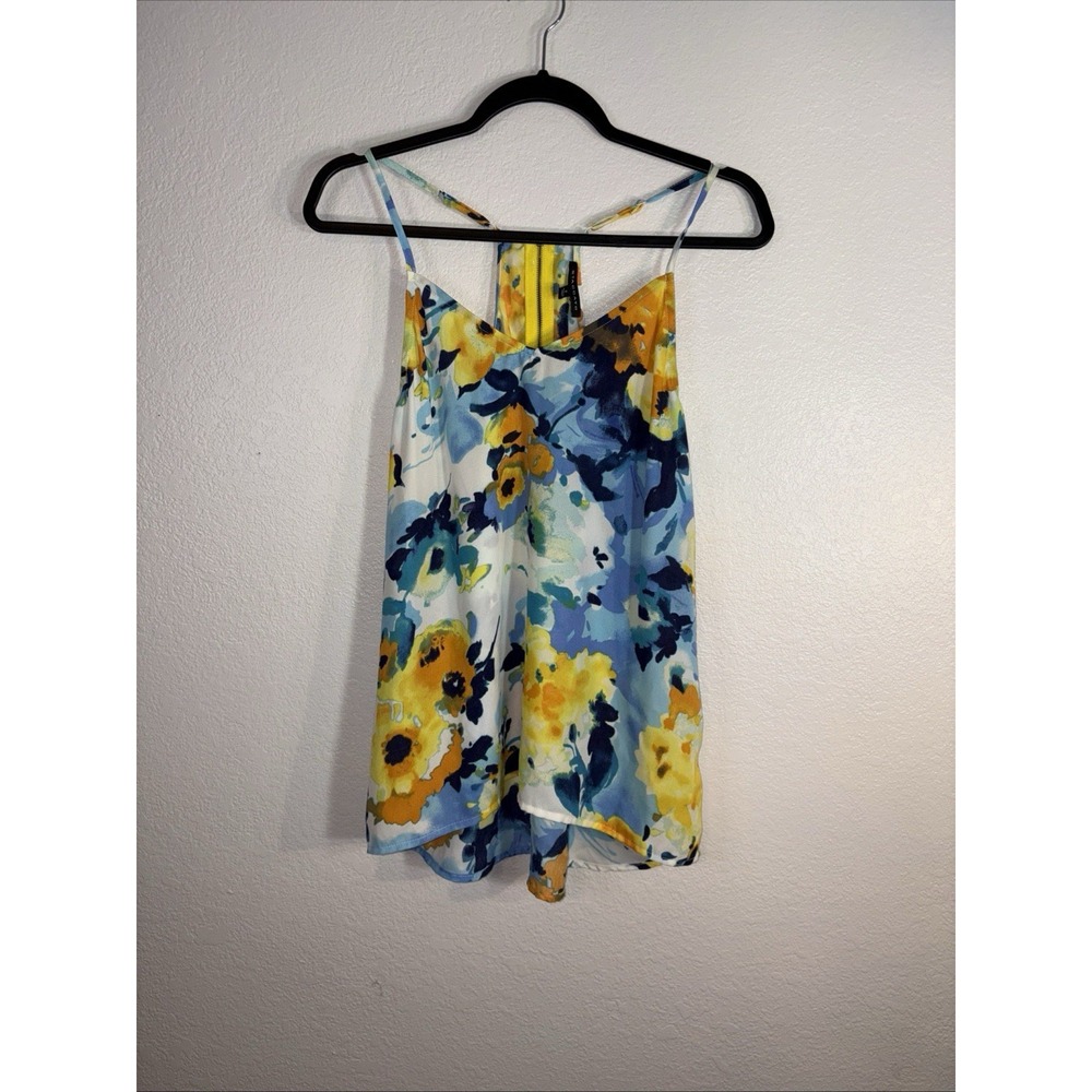 Staccato Women's‎ Floral Tank Top Size Small Blue Yellow Adjustable Straps
